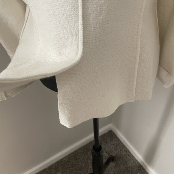 CHICOS Sz 1 (M-8/10) Ivory Military Jacket Boiled Wool Luxury Preppy Old Money - Picture 11 of 14